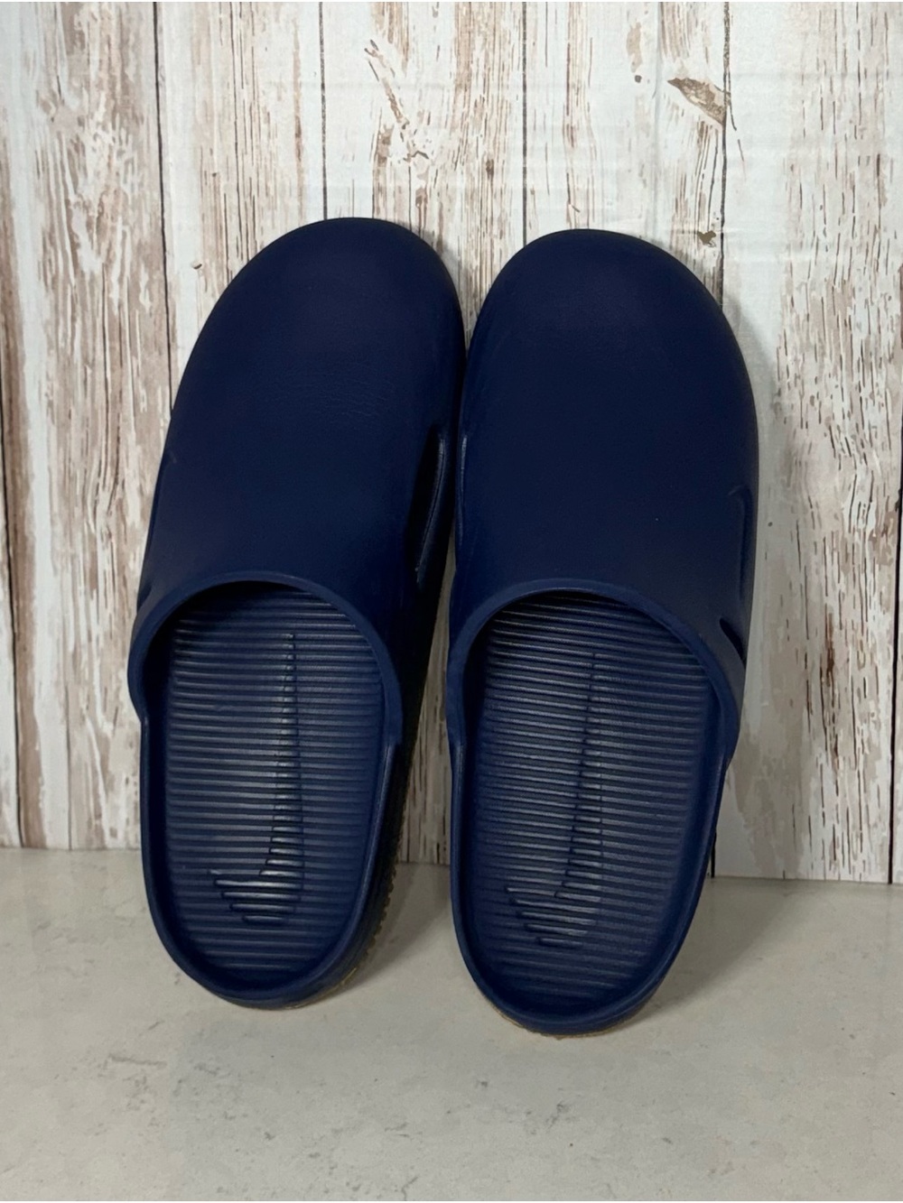 Nike Calm Mule Clog Shoes Menโs Size 11 Navy Blue Gum Sole Slip On